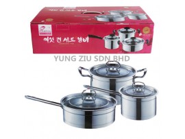 (STEEL HANDLE)6PCS POT SET(ONEFAN)16 20 24CM